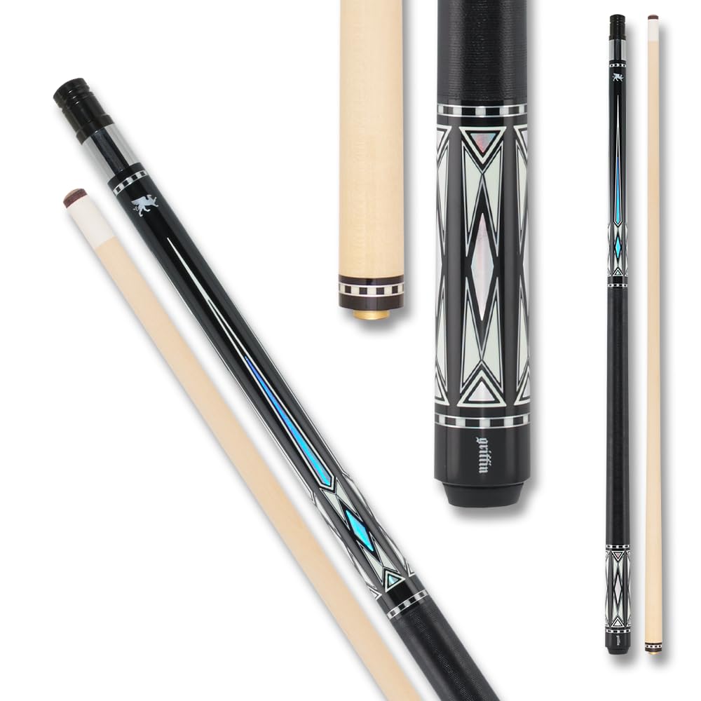 Griffin GR40 Pool Cue - Jet Black with Overlaid Points - 21oz