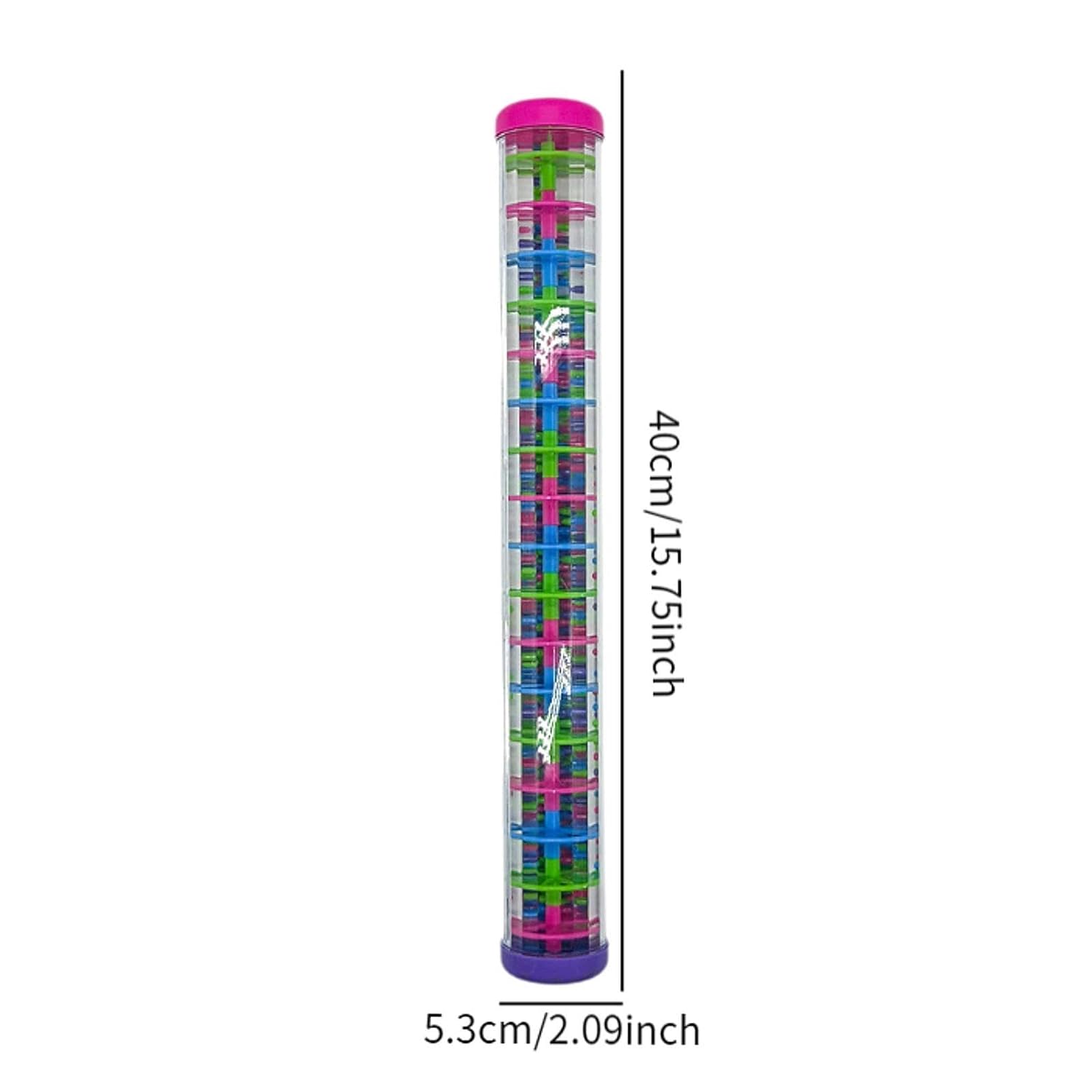 Rainmaker Rattle Toy Beaded Raindrop Tube Sensory Music Instrument Shaker Early Learning Fun Suitable for Infants Children Home Use, red and Violet lid