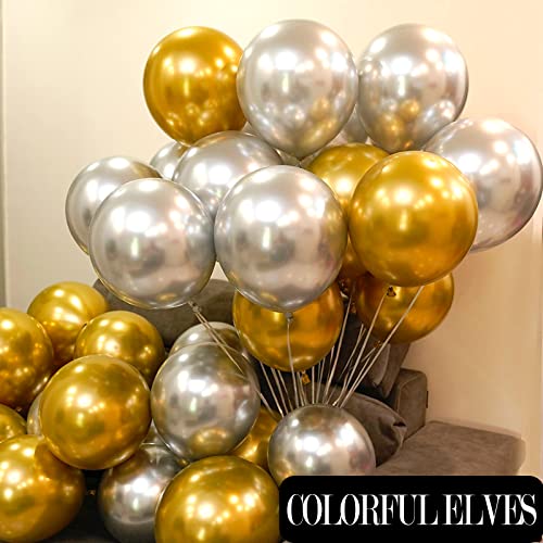 Image of Metallic Silver Balloons 10 Inches 100 Pack Helium Shiny Thicken Chrome Silver Party Balloon