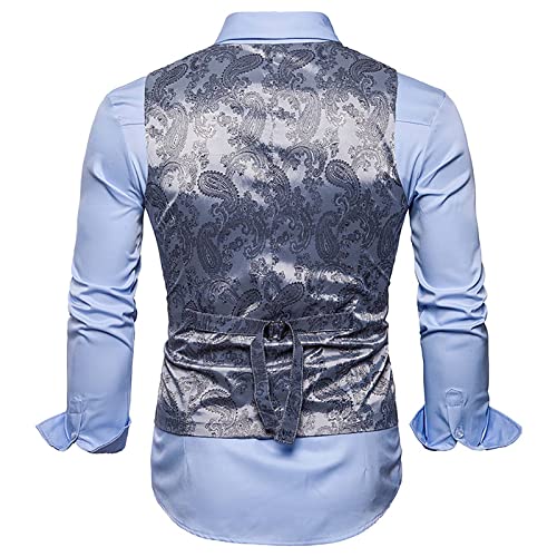 snowshine Mens Victorian Vest Gothic Steampunk Double Breasted Suit Vest Slim Fit Brocade Paisley Floral Waistcoat4