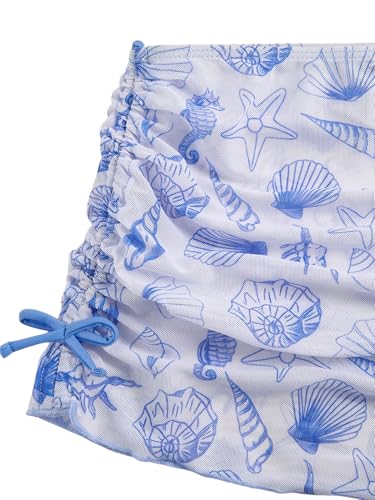 Image of COZYEASE Girls' 3 Piece Set Floral Print Bikini Swimsuit with Drawstring Beach Skirt Cute Ruched Bathing Suit