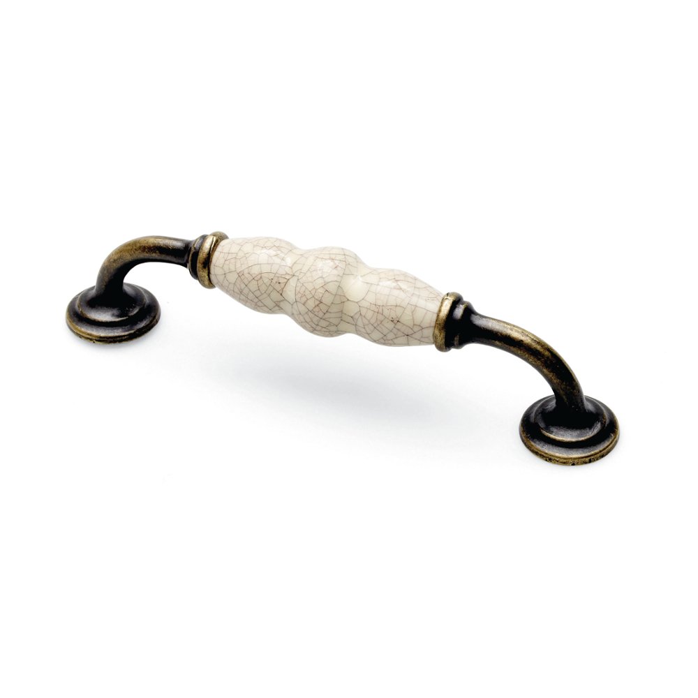 FITTINGSCO Winchester Fixed D Handle 128mm Centres Antique/Cream Crackle