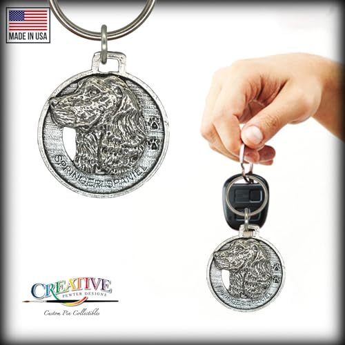 Springer Spaniel Keychain, Dog, Pewter, D172KC, 1 1/2", 100% Handmade in The USA, Pet, Tag, Metal, Keychain, Key Chain, Key Ring, Key Fob, Gift, Over 90 Dog Keychains3