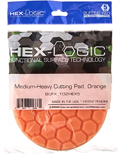 image for Chemical Guys BUFX_102_HEX5 Hex-Logic Medium-Heavy Cutting Pad, Orange