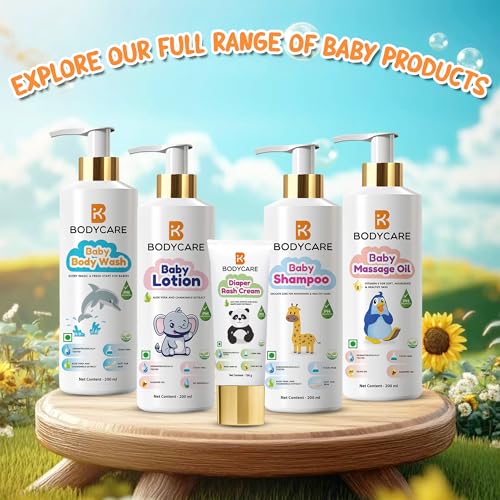Image of BODYCARE Baby Massage Oil with Olive Oil, Almond Oil & Vitamin E | Dermatologically Tested, Vegan, Toxin-Free, pH Balanced & Nourishing Oil for Soft Baby Skin - 200ml