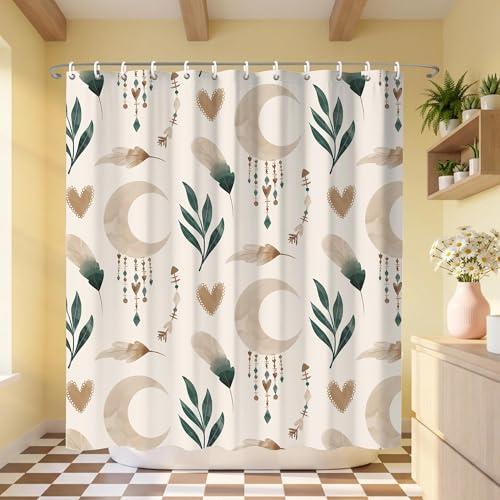 TSLOVER Bohemian Shower Curtains 72x72 Inch,Aesthetic Modern Boho Bathroom Curtain