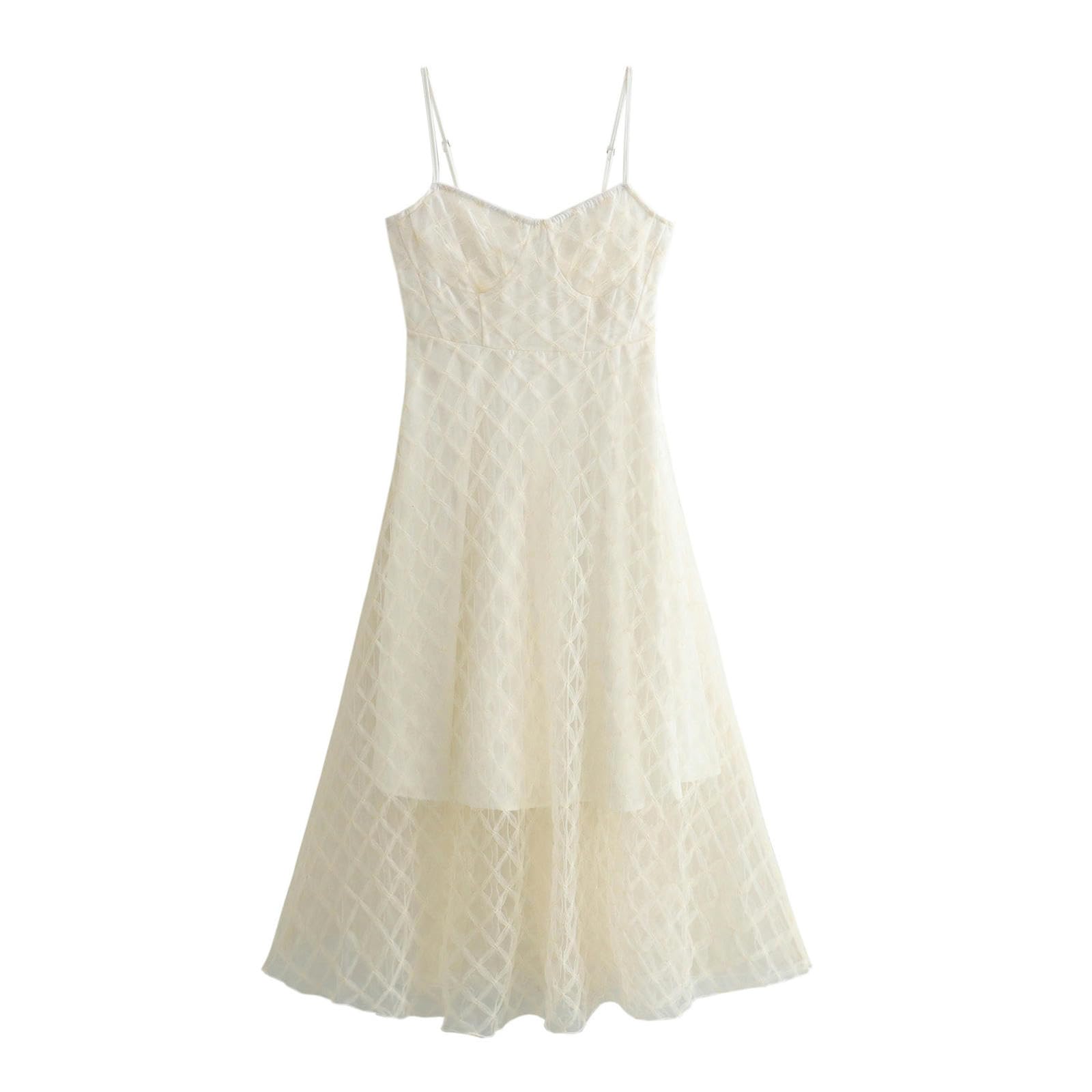 Robe en maille longue blanche chic à fines bretelles pour femme exigeante