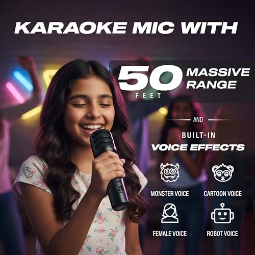 Image of Digimore Partybox 80W Portable Karaoke Bluetooth Speaker with Wireless Mic | Dual Boom Box Speaker | RGB Party Lights | Deep Bass Sound | Type-C Charging | USB /TF /AUX | for Home & Parties (D-1342)