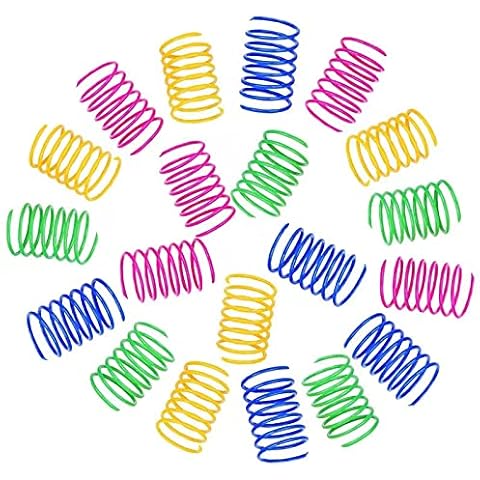 20 Pcs Cat Spring Toys Plastic Coil Spiral Springs Kitten Colorful Spring Cat Toy Pet Interactive Toys Elastic Cat Spiral Springs for Swatting Biting Hunting Active Healthy Play Kitten Toys Cover