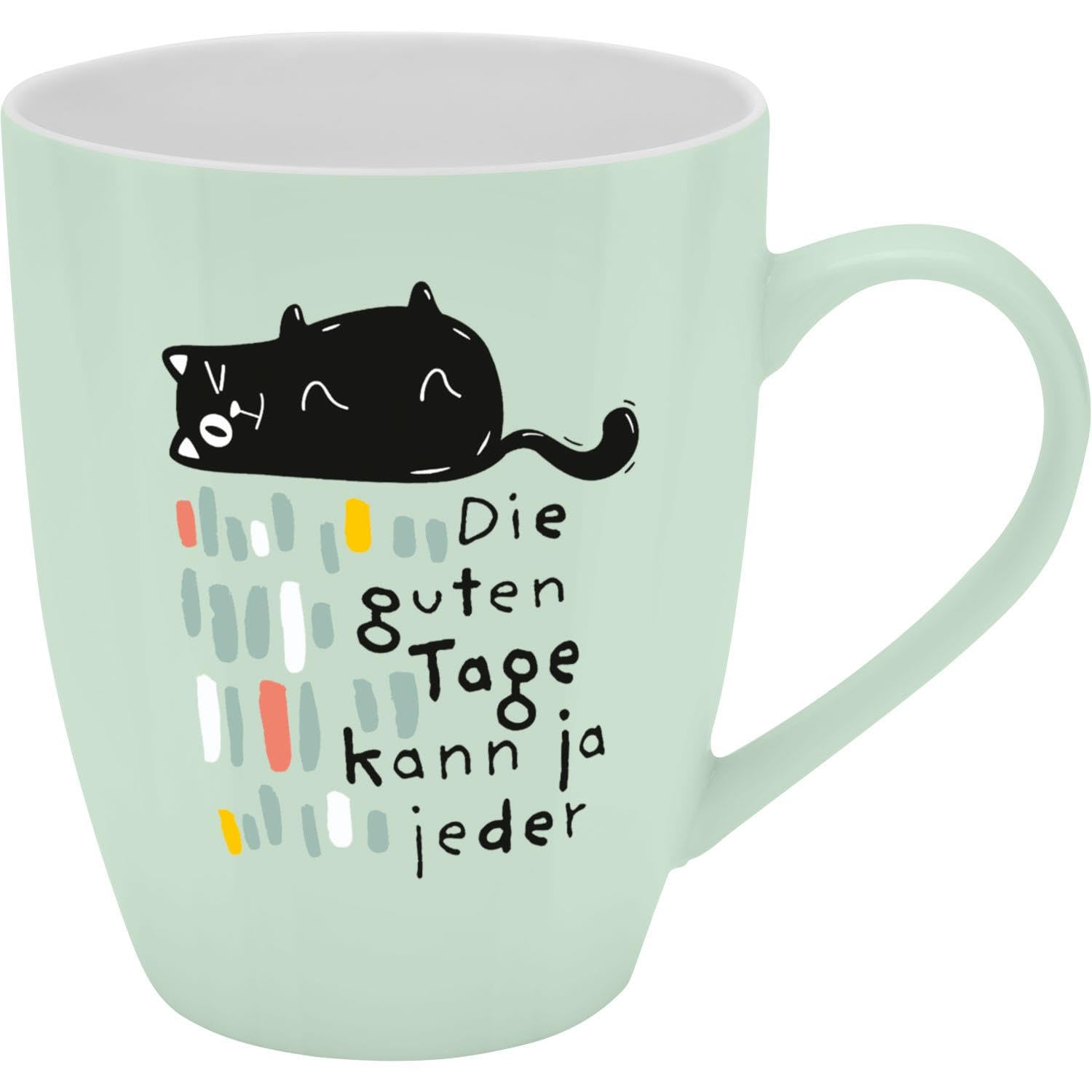 H:)PPY life Mug with Motif Print 'Die Guten Tage kann jeder' with Banderole