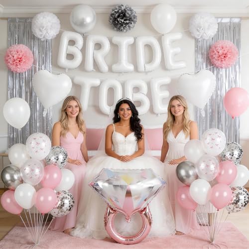 Image of Pink Bachelorette Party Decorations, Bride To Be Bridal Shower Balloon Kit