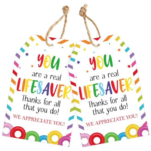 joycraft 50Pcs Teacher Appreciation Tags, Nurses Week Gift Tags with String, Thanks for All You Do Gift Tags, Colorful Thank You Tags, Paper Party Favor Hangtags for Bouquet, DIY Craft|3.3x2.1 in