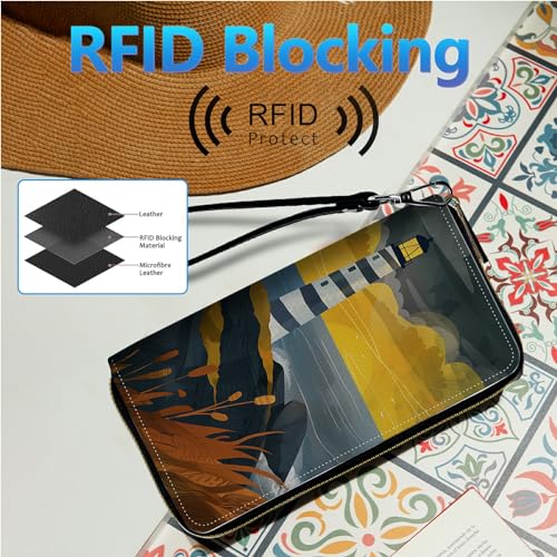 Image of Womens Wallet PU Leather Wristlet Wallets for Women, Large Capacity Lady Fashion Wallet Card Holder Zipper Wallet