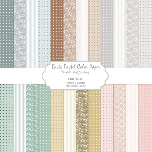 MIATTCLD 12x12 Scrapbook Paper Double Sided Patterned Paper for Scrapbooking 24 Sheets/24 Designs Wedding Background Papers Boho Decorative Craft Papers for Card Making Journaling Decor (Beige)