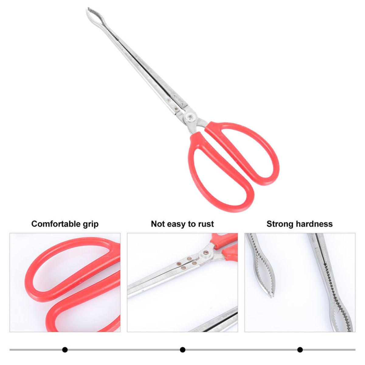 Healvian Pinzas Para Serpientes De Acero Inoxidable 2 Piezas 52 Cm (boca Curva y Recta) Mango Antideslizante Para Captura Segura, Alimentación y Manipulación De Reptiles Exteriores y Casa