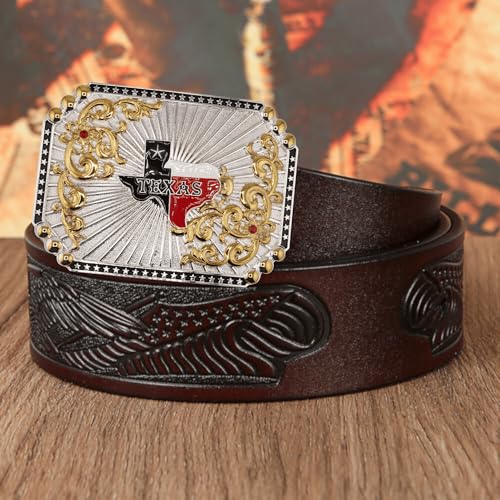 Image of WMG Western Belt Buckles for men women - Texas Map Buckles - Rodeo Cowboy Belt Buckle - Fits Up to 2 Inch Belts