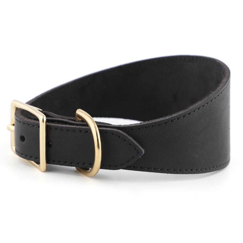 Snootiful Hound Leather Sighthound Collar, Black, 35-43cm - Image 4
