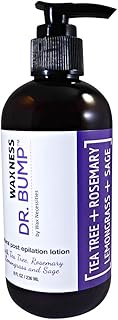 Waxness Dr. Bump Natural Pre & Post Wax Lotion Tea Tree Rosemary Lemongrass Sage 8 oz (237 ml) – Waxing Skin Prep & Aftercare – Professional Skin Care – Made in USA