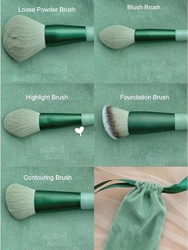 Kit de Pincéis de Maquiagem 13 Peças com Bolsa de Armazenamento, Blush, Sobrancelha, Corretivo, Somb