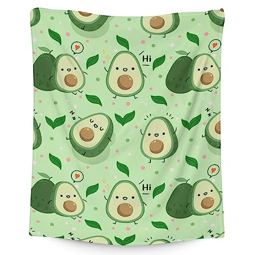 Blanket for Girls - 30"x40" Cute Avocado Throw Gifts - Green Soft Fuzzy Blankets for Couch & Office