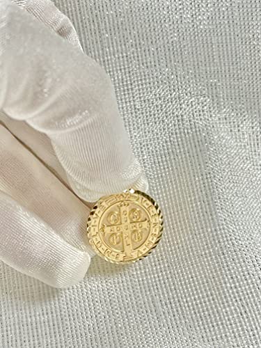 JEWELHEART 14K Real Gold Saint Benedict Medals 14mm 18mm 20mm 25mm Diamond Cut San Benito Pendant Charm For Men Women Religious Medallion Two Sided3