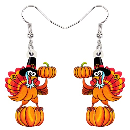 Boucles d'oreilles dinde orange acrylique Thanksgiving pour éviter les styles ternes