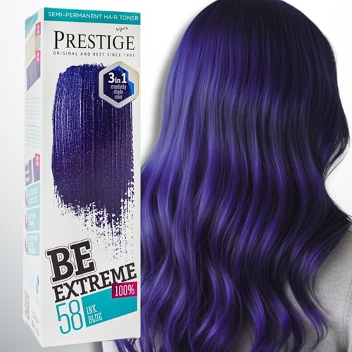 Vip's Prestige Be Extreme |Tóner Semipermanente para el cabello Color 58 Tinta Azul | Pigmento Puro | Da Color a Cabellos Decolorados o Canosos | Sin Amoniaco, Sin Parabenos y PPD