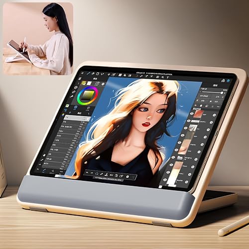 Image of SUNCHHAYA Tablet Stand for iPad, Book Reading, Writing, Painting - Laptop Stand for Desk With Angle-Height Adjustable Soft Squeegee Wrist Pad Design (IPAD STAND)