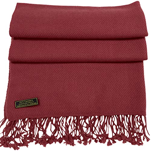 CJ Apparel Maroon Burgundy 100% Cashmere Shawl Pashmina Scarf Wrap Stole Head Wrap Hand Made in Nepal New3