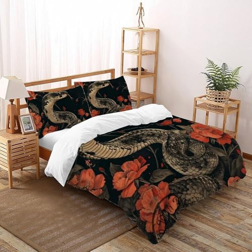 Housse de couette serpent microfibre fermeture éclair lit 260x220 - 2
