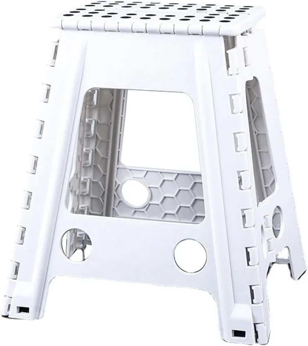 PP Plastic Folding Stool Portable Outdoor Camping Non-Slip Picnic Fishing Chair(24X20X18cm White)