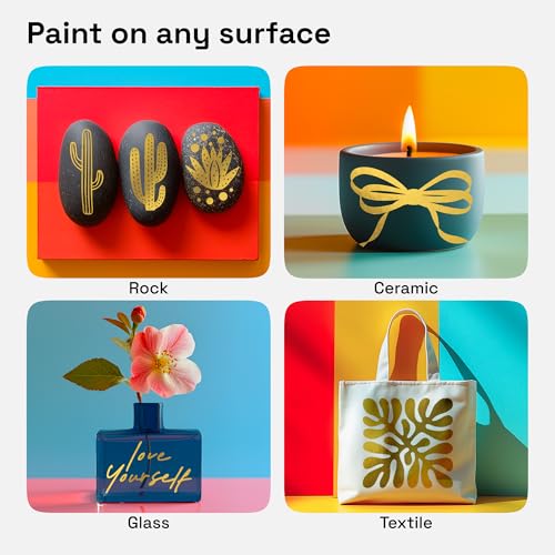 Image of ARTISTRO 5 Gold Acrylic Paint Markers - Paint Pens for Drawing - For Fabric, Rock, Glass, Wood, Molds - Arts & Crafts Gift for Adults, Teens, Kids, Classroom Must Haves & School Supplies