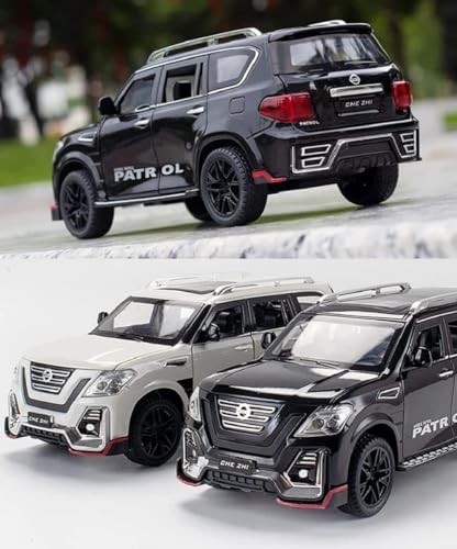Image of 1 /24 Big Nissan Petrol Toy Car Metal Pull Back Diecast Car with Openable Door and Sound Light, Gifts Toys for Kids (Black)