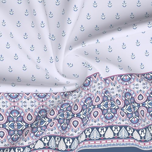 Image of Layers 100% Cotton for King Size Bed | 120 TC Printed, Soft, Breathable, Machine Washable Bedsheet with 2 Pillow Covers | Forever Collection (274 x 274 cm) - White & Blue