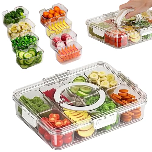 Opiniones de Topper con divisiones los más recomendados. 44 Recipiente con Compartimentos, 8 Compartimentos Contenedor, Bandeja de Aperitivos con Tapa y Asa para Comida,Contenedor de Caja de Aperitivos para Adultos.