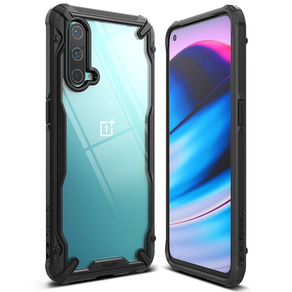 Ringke Fusion-X Compatible with OnePlus Nord CE 5G Case, Shockproof Hard Back Rugged Bumper Cover Ergonomic Shock Absorption TPU Frame Bumper Phone Cover Case for OnePlus Nord 2 5G- Black