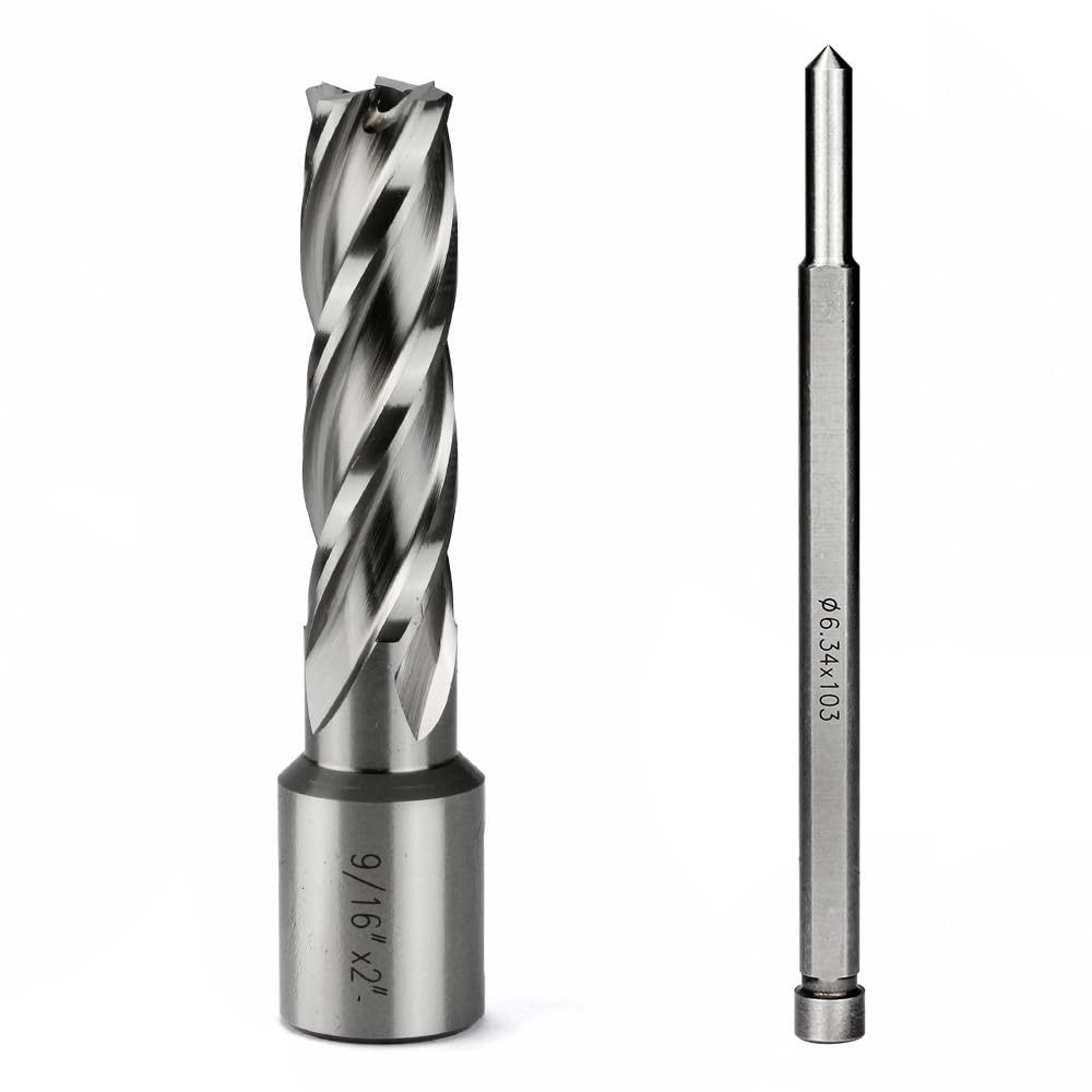 JESTUOUSAnnular Cutter 3/4 Inch Weldon Shank 9/16 Cutting Diameter 2 Cutting Depth Slugger Bits HSS Kit for Magnetic Drill Press