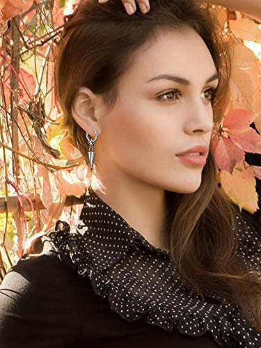 12 Pieces Hoop Dangle Earrings For Men Stainless Steel Feather Hinged Pendant Earrings Long Chain Earrings (Steel Color) #TOP4