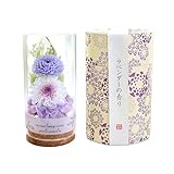 花由 お供え 花と線香セット 仏花 プリザーブドフラワー in ガラス ミニボトル （ラベンダー） 香る お線香 和遊 （ラベンダー）お盆 初盆 お花 仏壇用 ブリザードフラワー