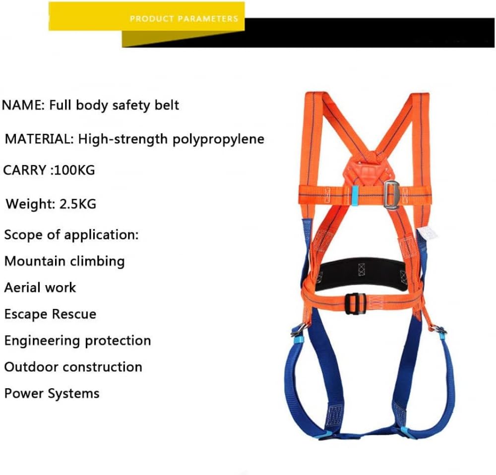 Harnais Antichute, Kit De Protection Antichutes, Harnais d'escalade Protection Antichute De Sécurité Complète du Corps,Portante 100 Kg pour Ceinture, Ceinture De Sécurité