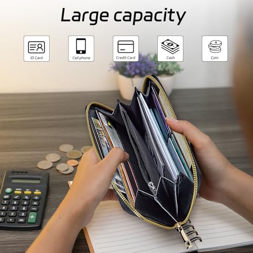 Womens Wallet Long Ladies Wristlet PU Leather Card Wallets Multi Slots Travel Purse Large Capacity RFID Blocking Clutch for Shopping Dating Travel Party2