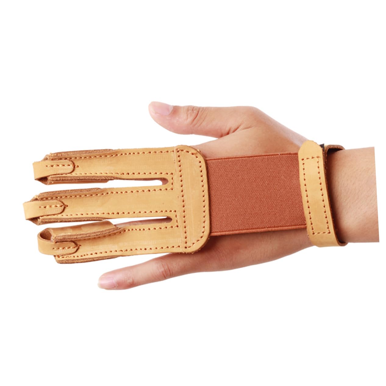 GOOHOCHY Three-Finger Archery Glove Non-Gloves Archery Arm Guard for Hunting Leather Finger Protector Comfortable for Outdoor Activities