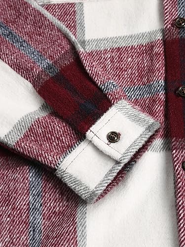 Image of ZAFUL Unisex Plaid Flannel Shirt Jacket Button Down Long Sleeve Pocket Coat Outwear | Mens Fall Clothes Lightweight Long Sleeve Button Down Flap Pocket Jacket Tops for Fall&Winter 2026