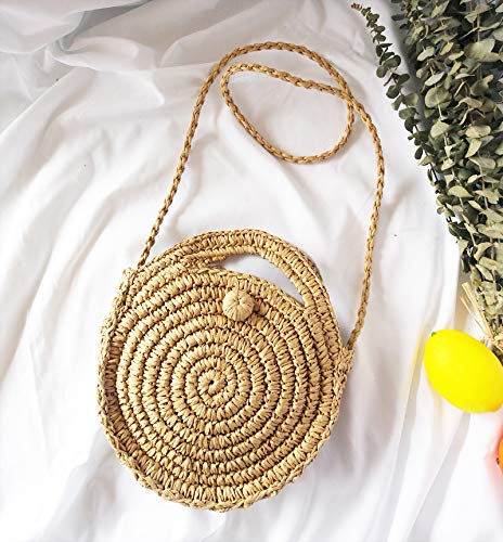 Teeya Straw Crossbody Bag Women Weave Shoulder Bag Round Summer Beach Purse and Handbags3