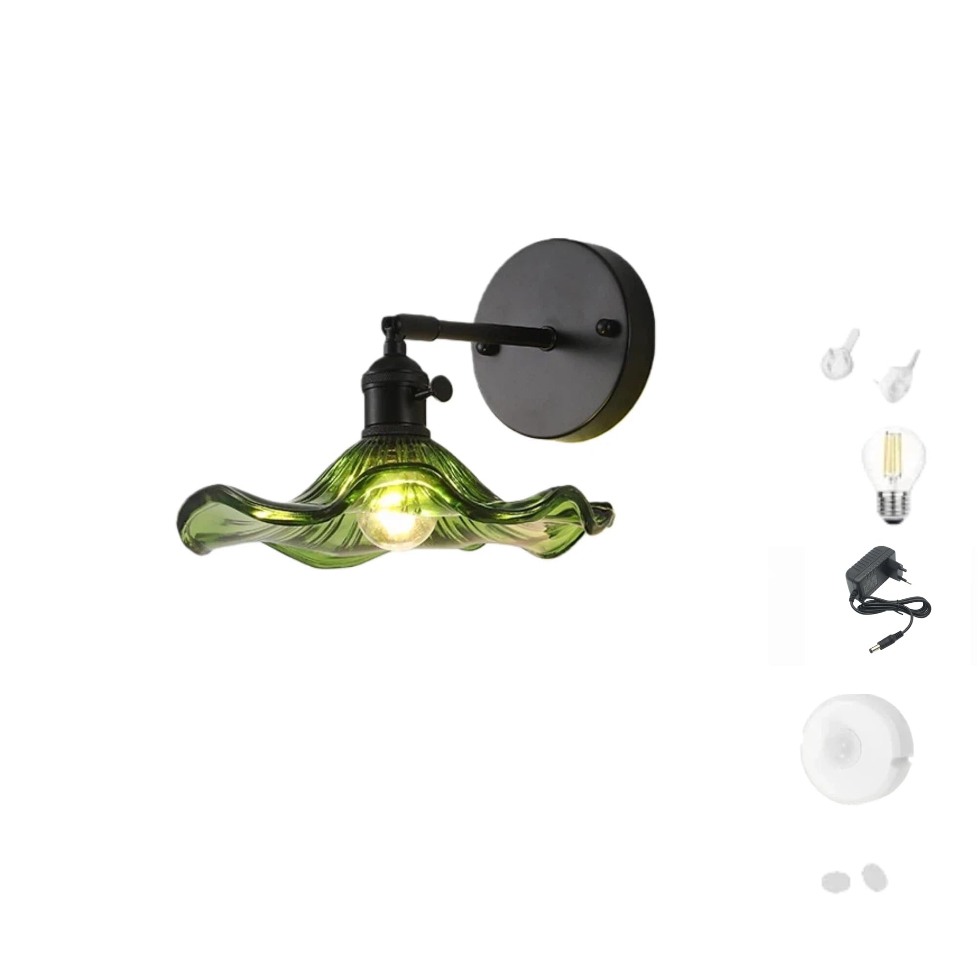 Akku Wandleuchte Innen mit E27-Fassung, Kabellose Wandleuchte, LED Wandlampe mit Bewegungsmelder Batterie Wand Lampe, 3000K Warmweiß für Schlafzimmer Treppe B0092