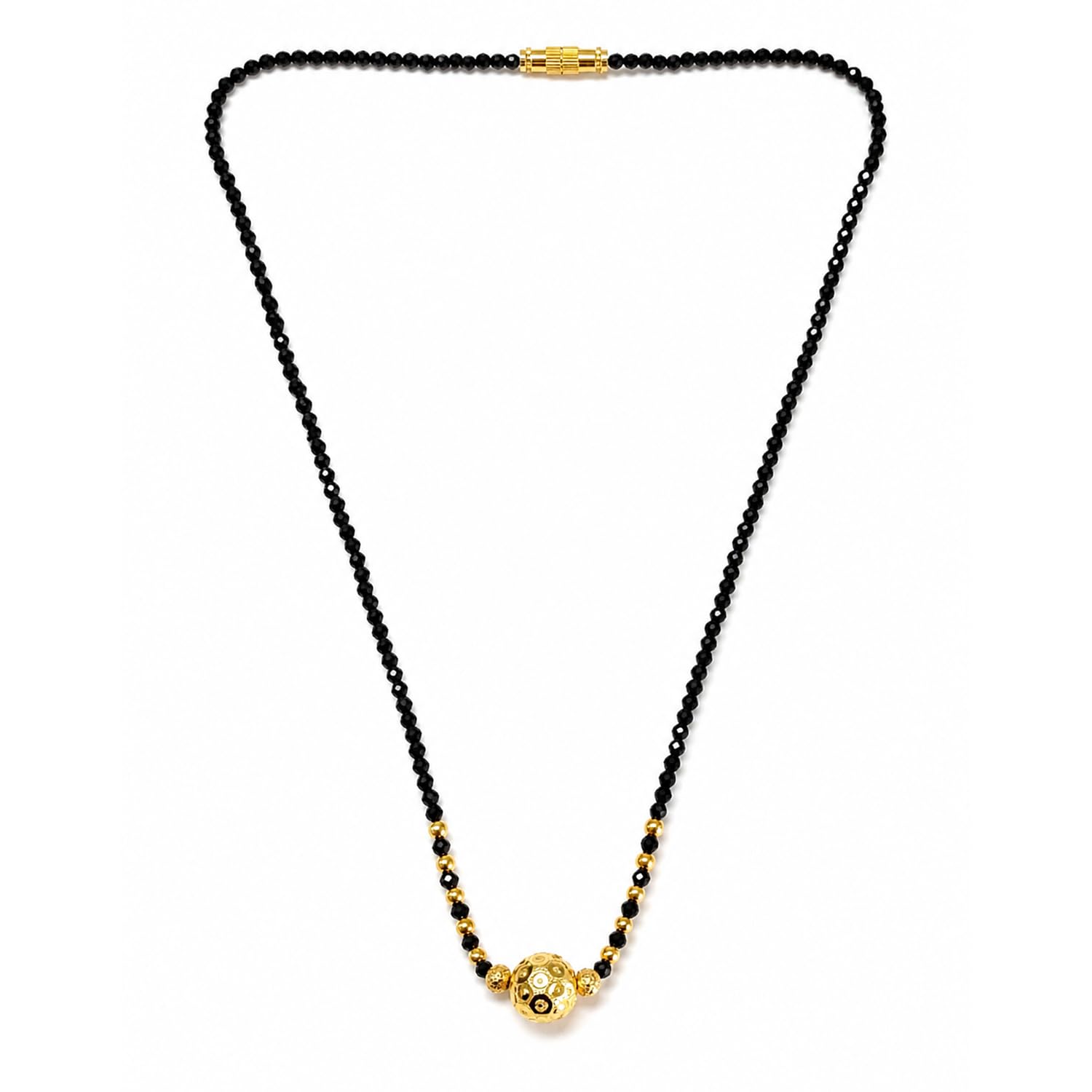 FASHIONS Traditional 18K Gold Plated Anti Tarnish Mangalsutra Black Kala Moti Crystal Stone Bead Pendant Short Chain Nallapusalu Tanmaniya Mangal sutra Jewelry for Women-image-24