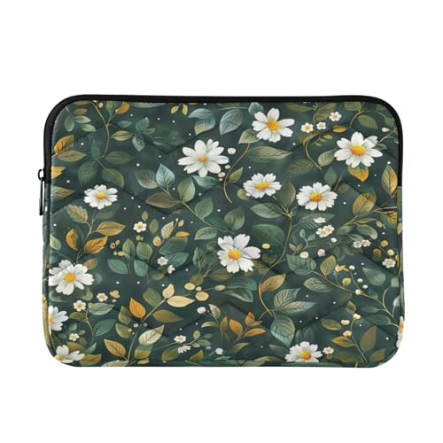 Funda para portátil 13-14 pulgadas estampado floral blanco y verde