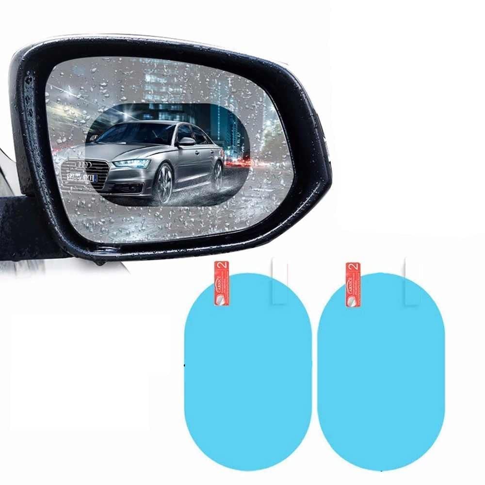 ARDAKI Clear Vision Essential: Rear-View Mirror Waterproof Anti-Fog Film Rainproof & Protective Universal Accessories Anti-Glare, Anti-Scratch, Rainproof | Drive Safe (Oval - 2 Pcs)