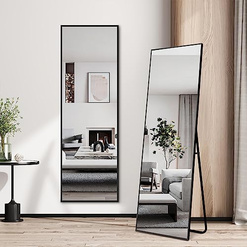 NicBex Espejo de longitud completa, 59 x 16 pulgadas, marco de aleación de aluminio, espejo de pared, espejo de tocador, espejo de dormitorio, espejo de tocador, espejo de sala de estar, negro