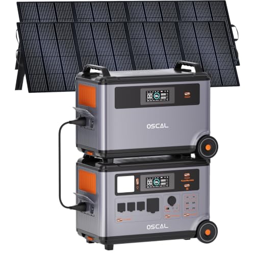 Image of PowerMax 6000 Solar Generator, 120 /240V Split Phase Voltage 6000W AC Outlets (9000W Peak), 3600Wh Power Station Expandable to 57.6kWh, Emergency for Home (PowerMax 6000(7200Wh)+2x400W)